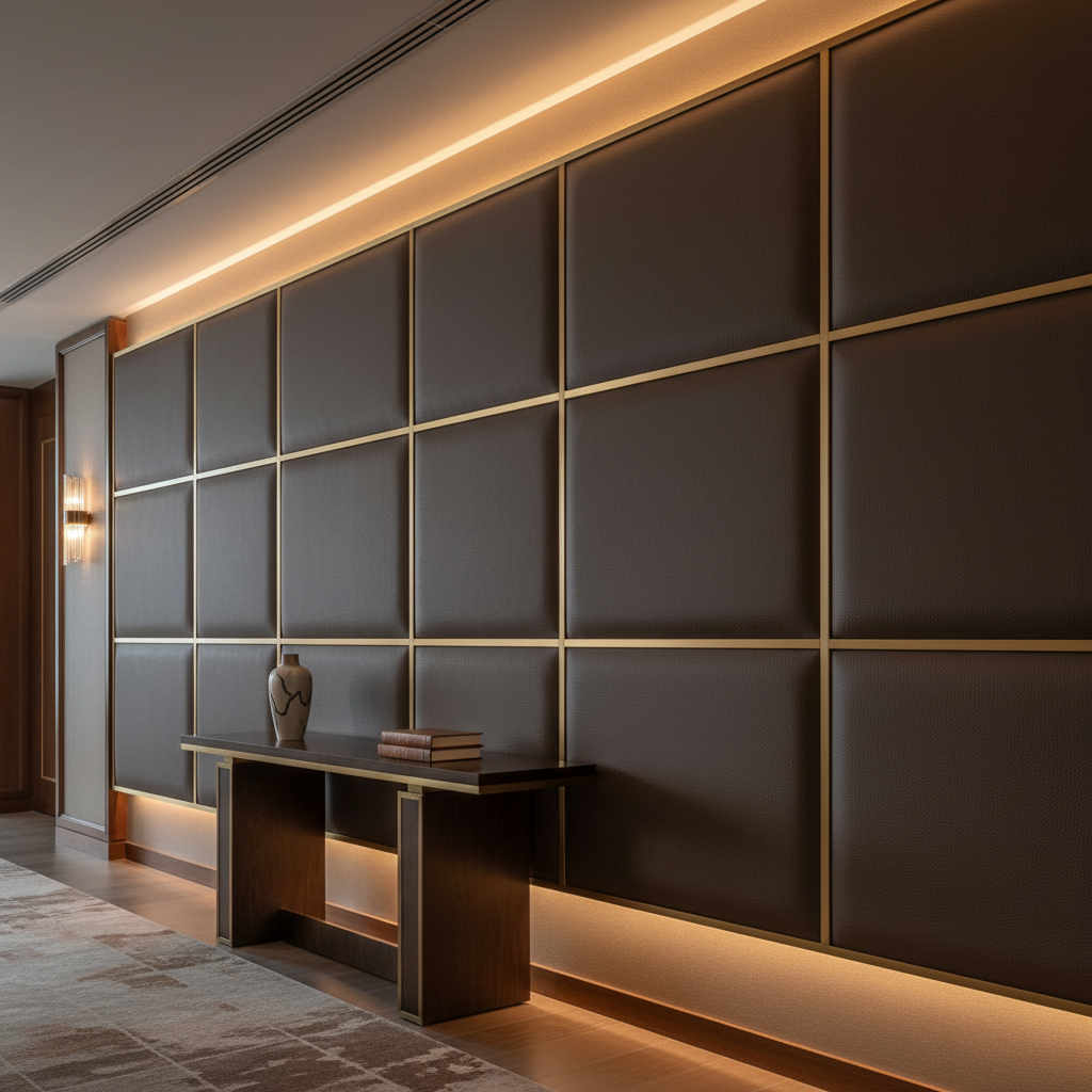 Algiers - Cocoa Bean Performance Vinyl Upholstered Wall Panel | Architectural Fabrics