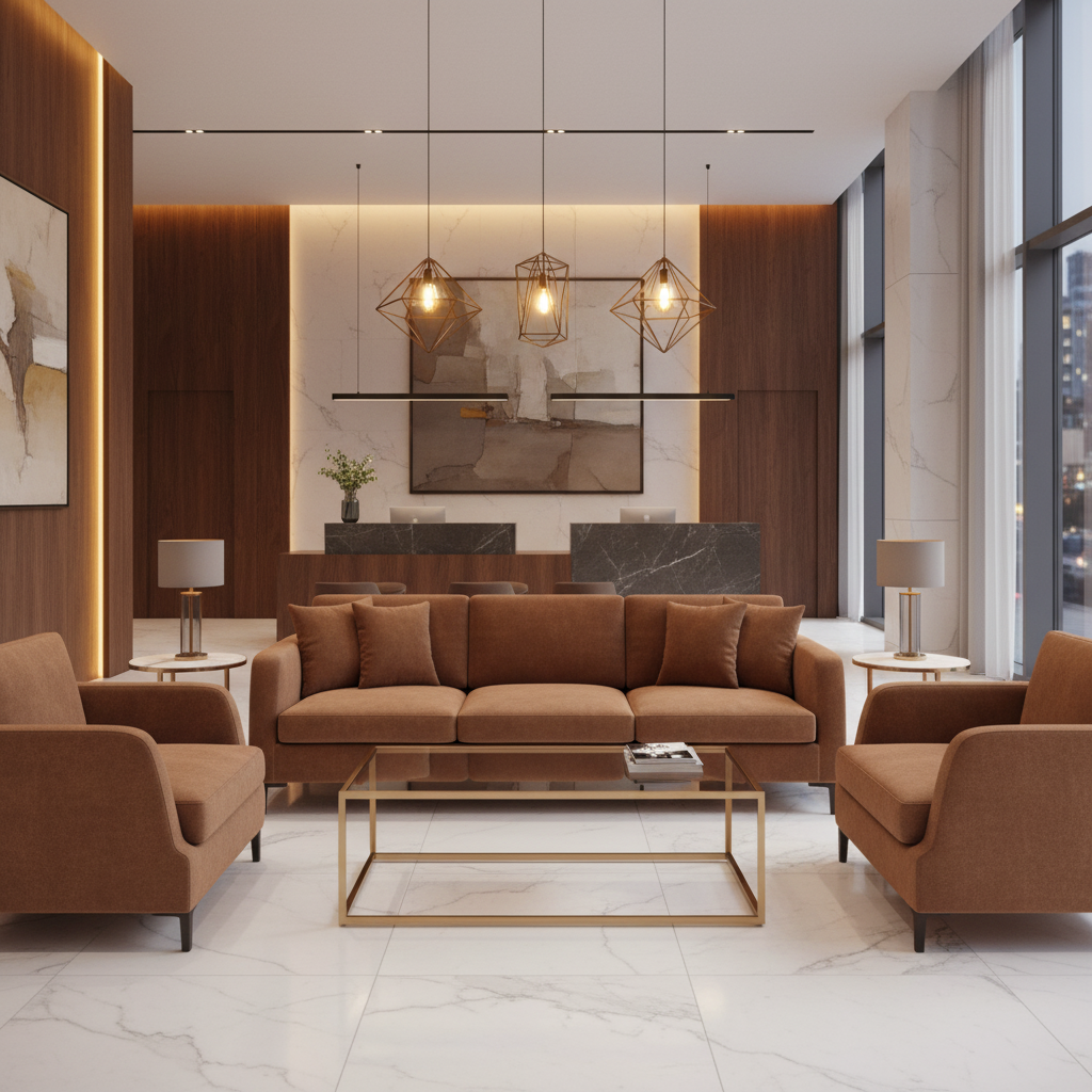 Aragon - Cocoa Bean Performance Vinyl Upholstered Sofa | Architectural Fabrics