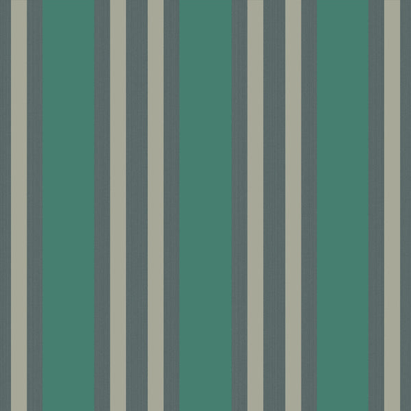 Polo Stripe - Teal/Gilver Multi By Cole & Son | Cole & Son Marquee Stripes |  Wallcovering Print