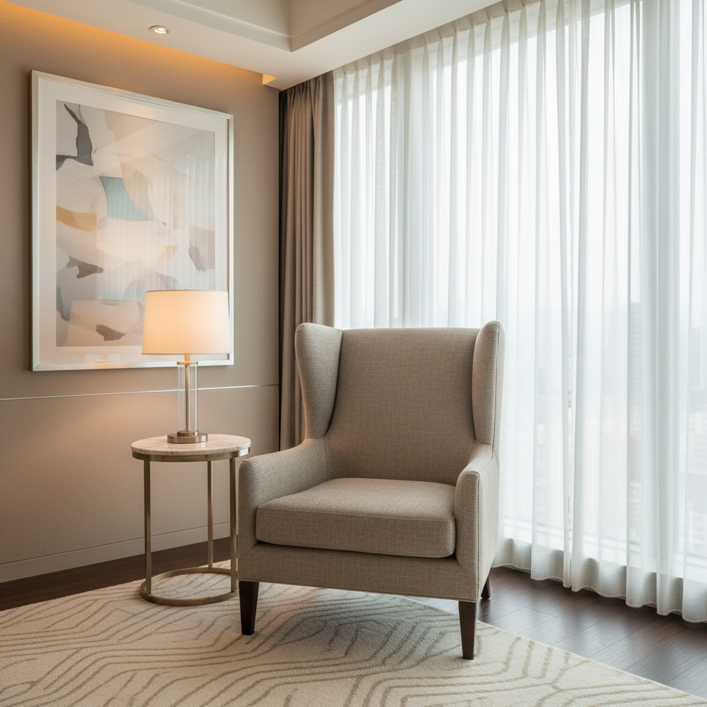 Woven Linen Texture Neutral Taupe Upholstered Chair | Architectural Fabrics