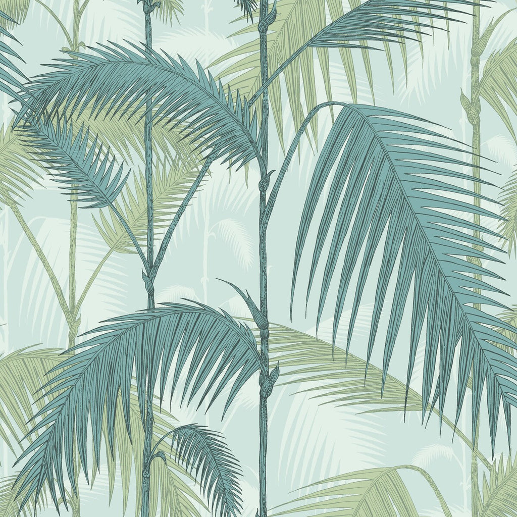 Palm Jungle - Print Room Blue/Mint Turquoise By Cole & Son | Cole & Son Icons | Botanical & Floral Wallcovering