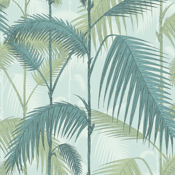Palm Jungle - Print Room Blue/Mint Turquoise By Cole & Son | Cole & Son Icons | Botanical & Floral Wallcovering