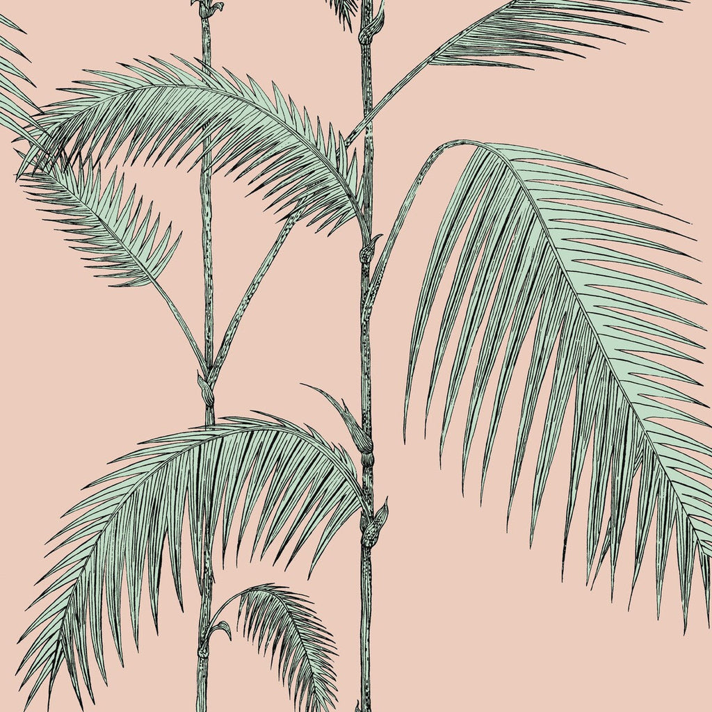 Palm Leaves - Plaster Pink/Mint Multi By Cole & Son | Cole & Son Icons |Botanical & Floral Tropical Wallcovering Print