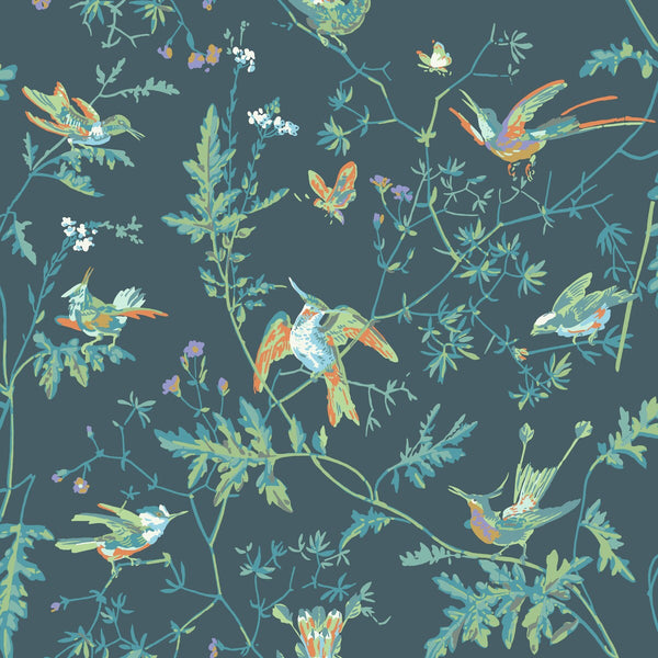 Hummingbirds - Viridian Multi By Cole & Son | Cole & Son Selection Of Hummingbirds |Animal/Insects Botanical & Floral Wallcovering Print