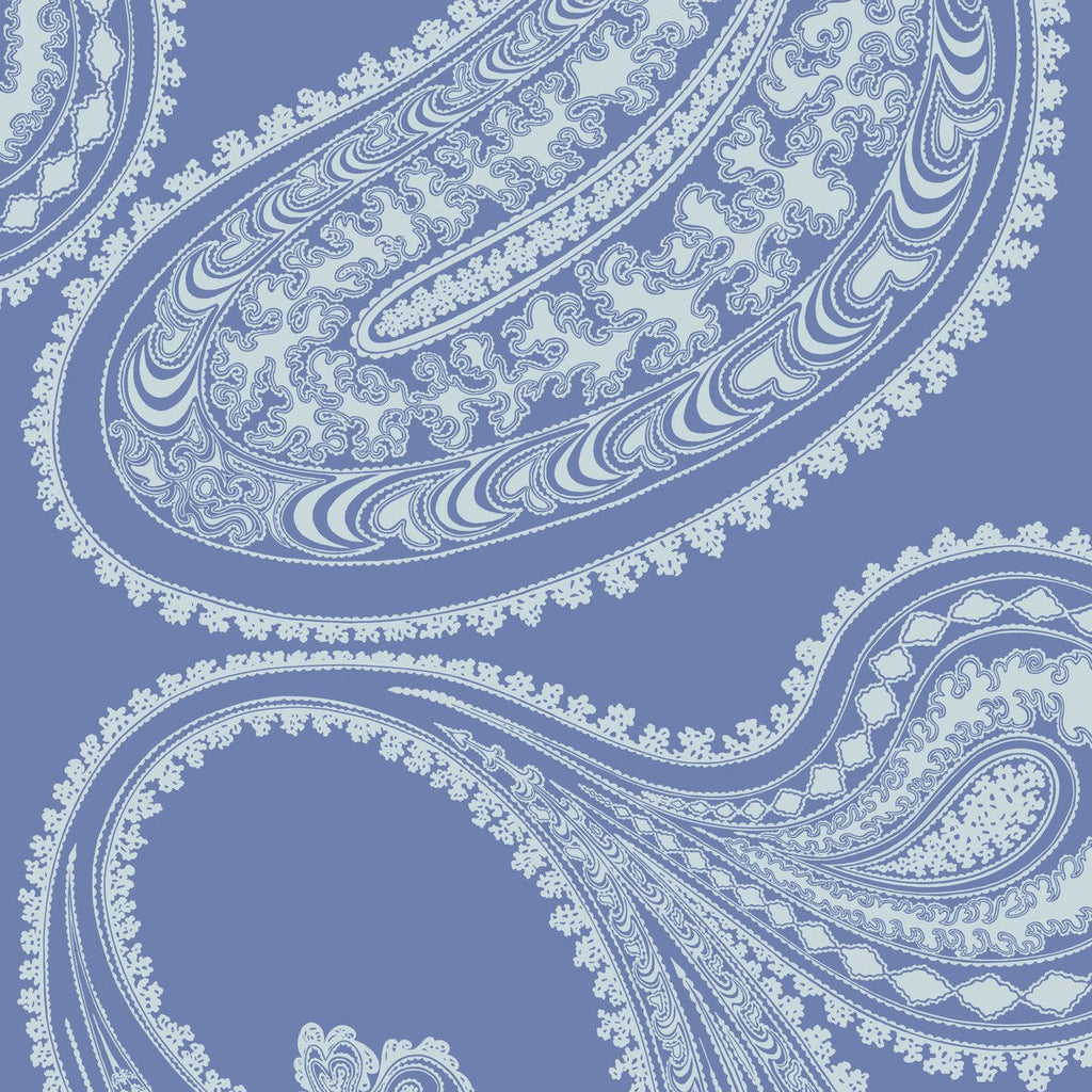 Rajapur Flock - Blue/White Blue By Cole & Son | Cole & Son Icons | Paisley Wallcovering