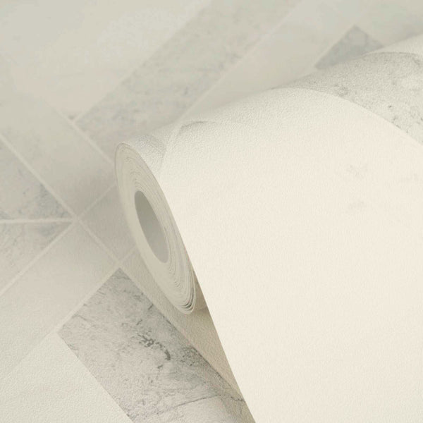 Tarsia White Grey Versace Home Wallcovering