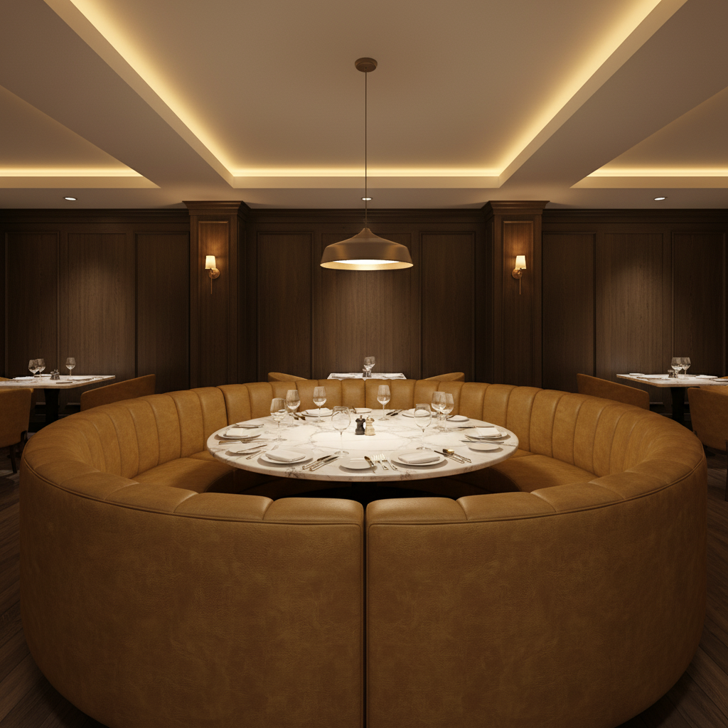 Tobago - Muddy Gold Upholstered Banquette | Architectural Fabrics