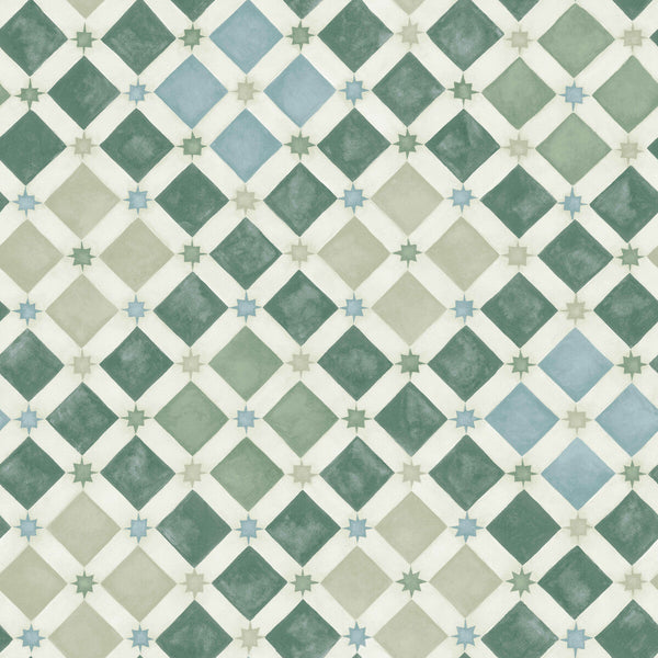 Zellige - Olive & Print Room Blue Olive Green | Cole & Son