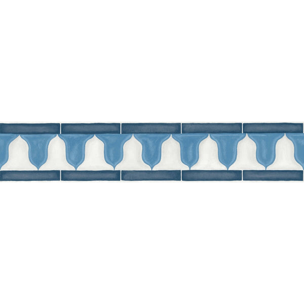 Zellige Border - China Blue & White Blue | Cole & Son