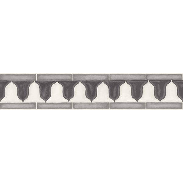 Zellige Border - Soot & Snow Grey | Cole & Son