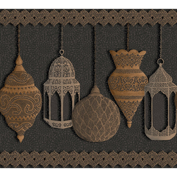 Fez - Silver & Bronze On Charcoal Metallic | Cole & Son