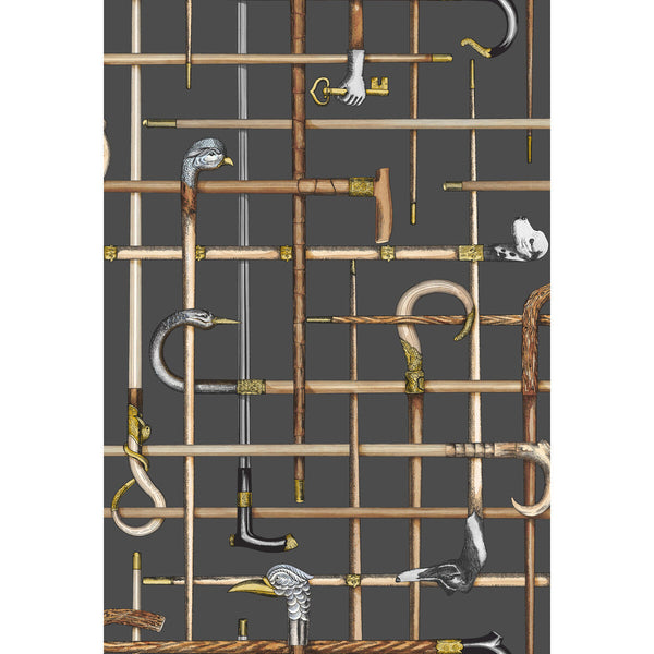 Bastoni - Charcoal Black By Cole & Son | Cole & Son Fornasetti Senza Tempo |  Wallcovering Print