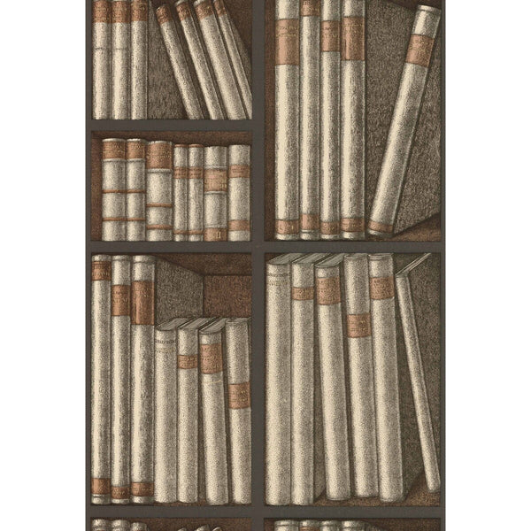 Ex Libris - Oat/Charcoal Camel By Cole & Son | Cole & Son Fornasetti Senza Tempo |  Wallcovering Print