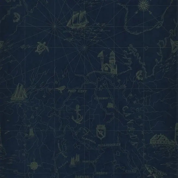 Shipping Lanes Map  Brilliant Blue Wallpaper | Ralph Lauren