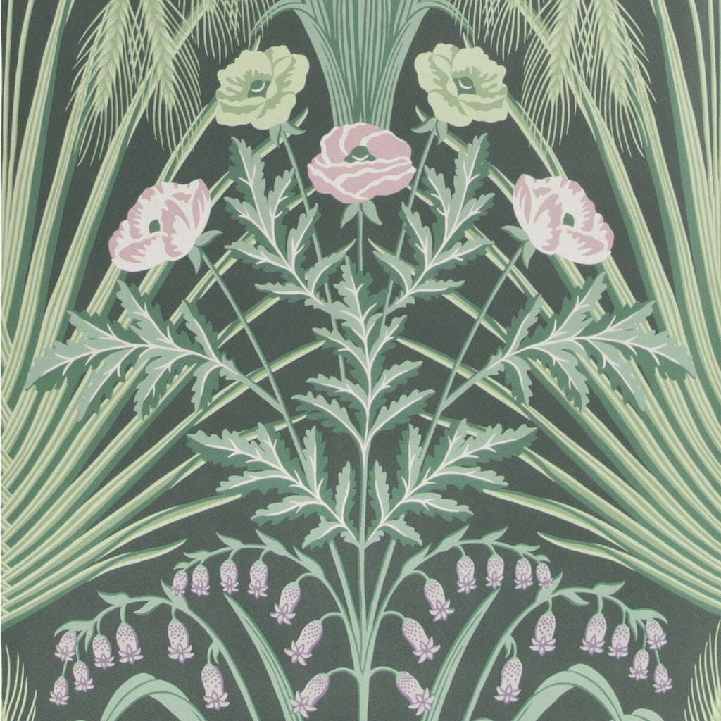 Bluebell - Sage On Charcoal Multi By Cole & Son | Cole & Son Botanical Botanica |  Wallcovering Print