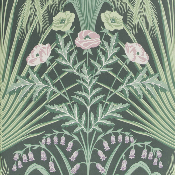 Bluebell - Sage On Charcoal Multi By Cole & Son | Cole & Son Botanical Botanica |  Wallcovering Print
