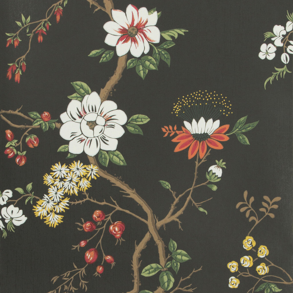 Camellia - White/Red/Charco Multi By Cole & Son | Cole & Son Botanical Botanica |  Wallcovering Print