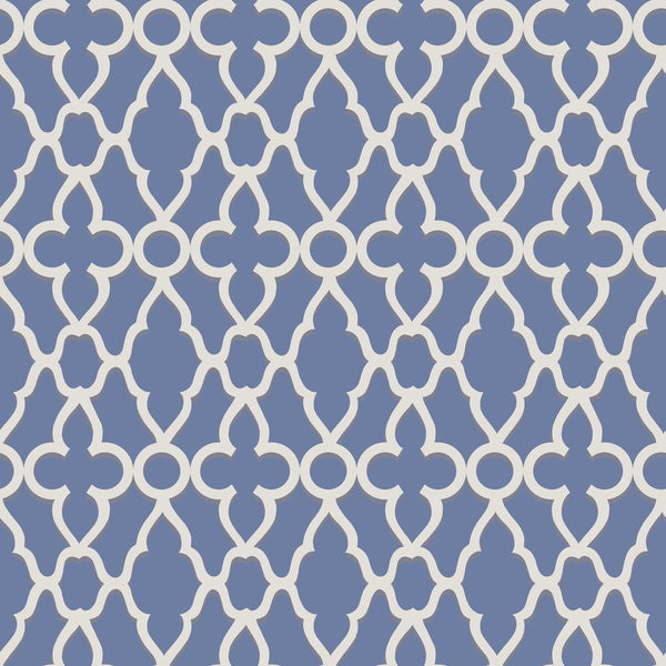 Treillage - White/Hyacinth Blue By Cole & Son | Cole & Son Pearwood | Lattice/Scrollwork Wallcovering Print