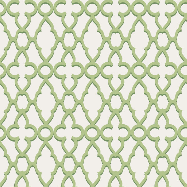 Treillage - Leaf Green/Chlk Green By Cole & Son | Cole & Son Pearwood | Lattice/Scrollwork Wallcovering Print