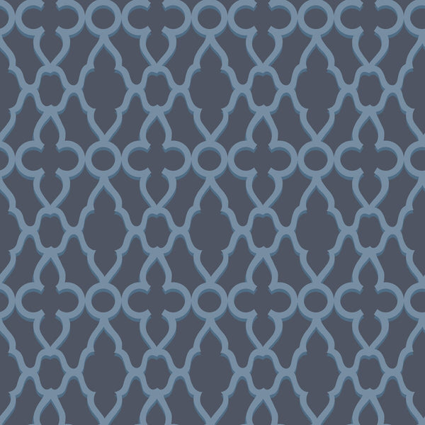 Treillage - Cerulean/Midnig Indigo By Cole & Son | Cole & Son Pearwood | Lattice/Scrollwork Wallcovering Print
