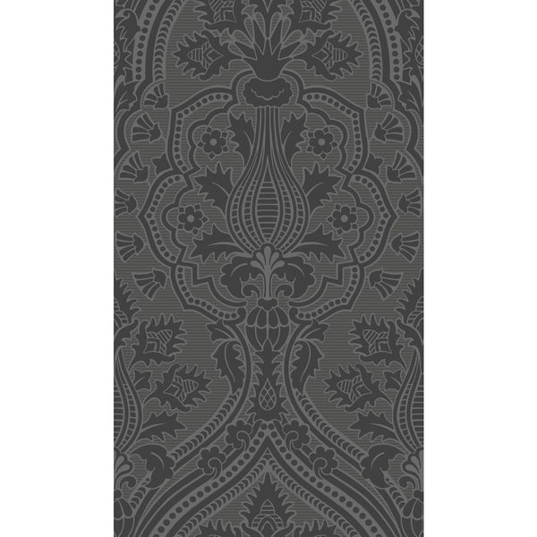 Pugin Palace Flock - Charc Charcoal | Cole & Son