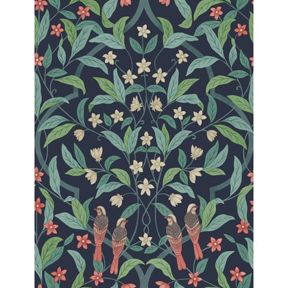 Jasmine & Serin Symphony - Coral/Petrol/Ink Dark Blue | Cole & Son