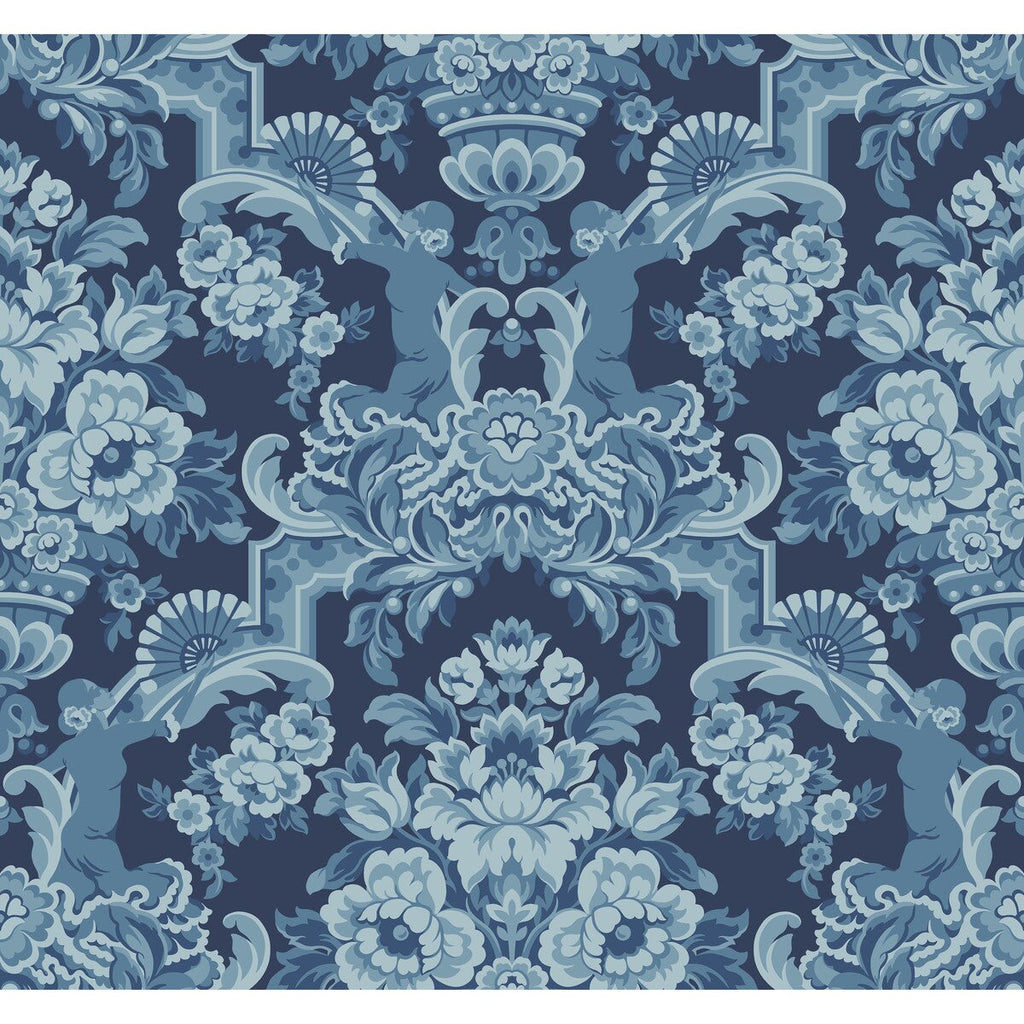 Lola - China Blues On Midnight Blue By Cole & Son | Cole & Son Seville |Damask Novelty Wallcovering Print