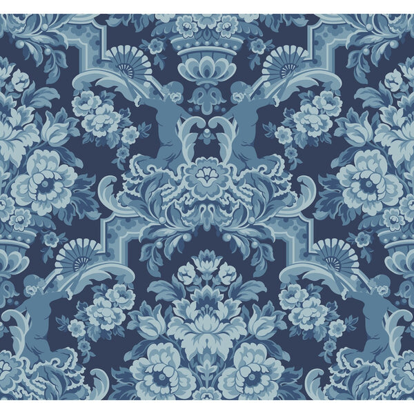 Lola - China Blues On Midnight Blue By Cole & Son | Cole & Son Seville |Damask Novelty Wallcovering Print