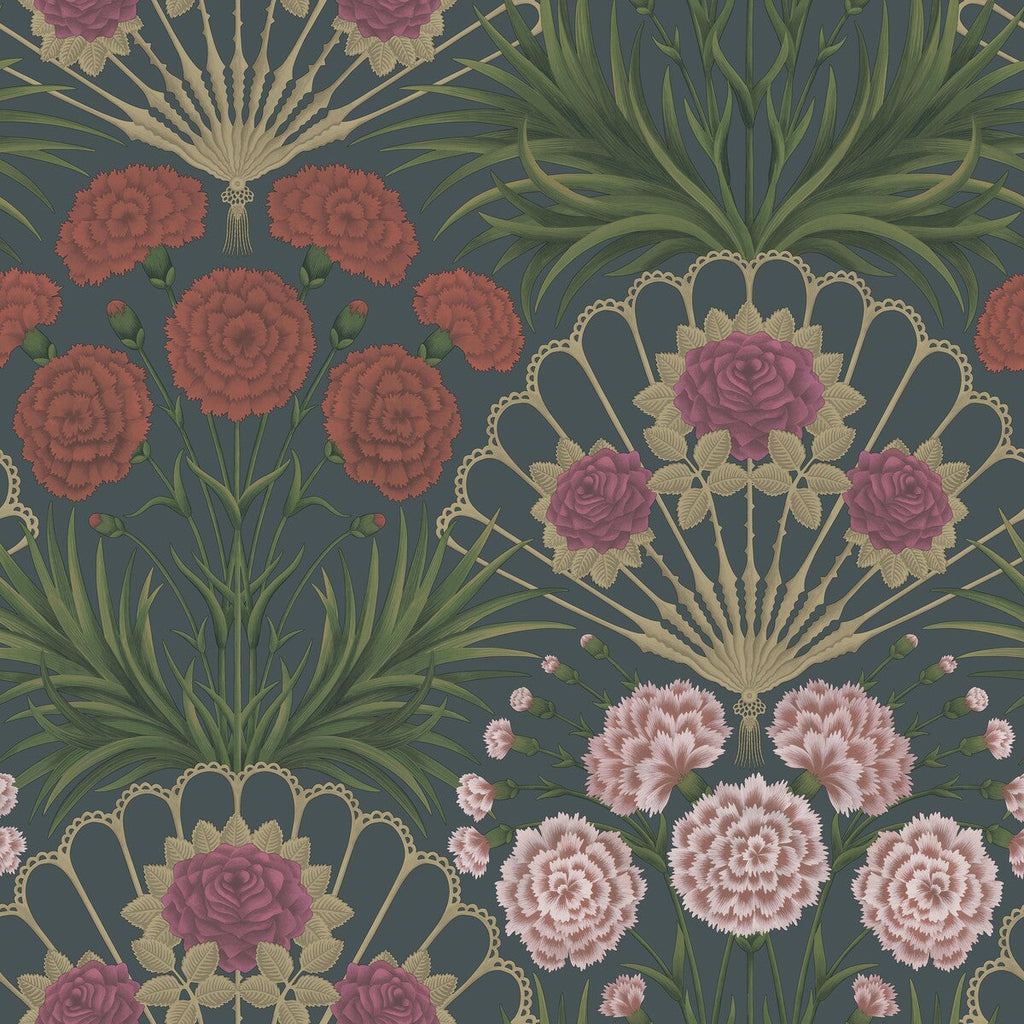 Flamenco Fan - Magenta/Red/Metallic Glvr/Ink Burgundy/Red By Cole & Son | Cole & Son Seville |Botanical & Floral Novelty Wallcovering Print