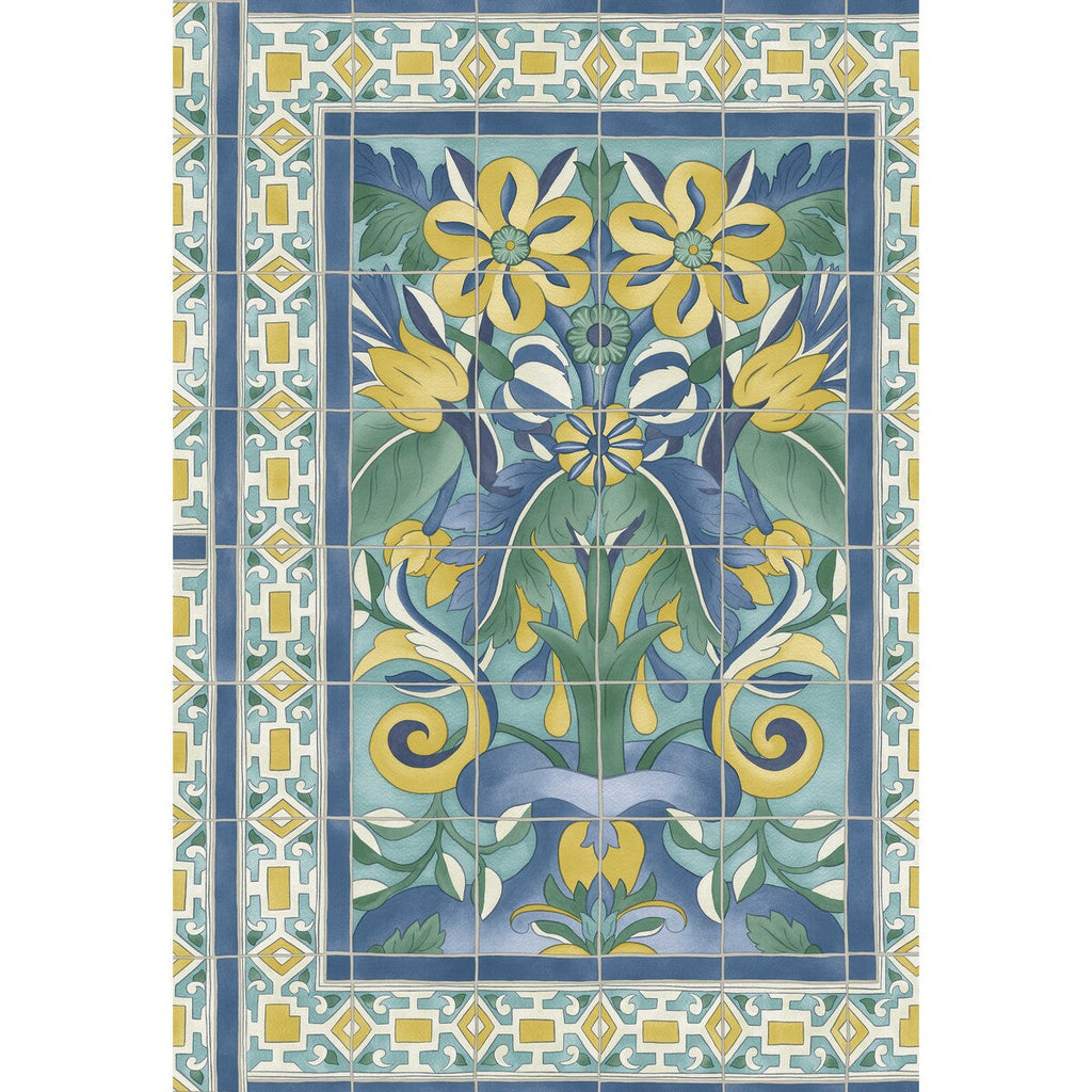 Triana - Canary Yellow & China Blue On Teal Yellow By Cole & Son | Cole & Son Seville |Botanical & Floral Novelty Wallcovering Print