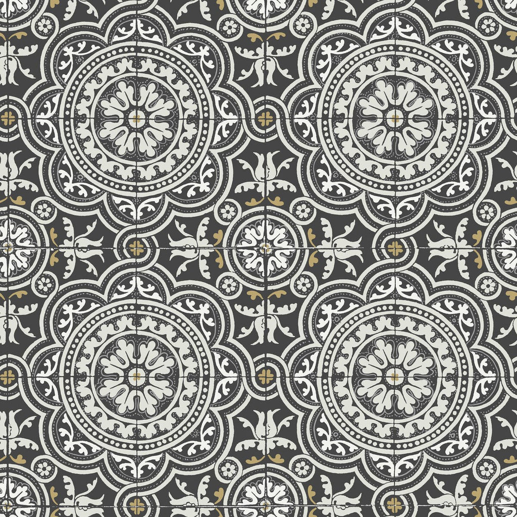 Piccadilly - Grey & Metallic Gold On Black Black By Cole & Son | Cole & Son Seville |Geometric Novelty Wallcovering Print