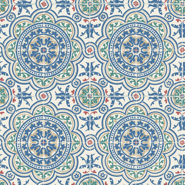 Piccadilly - Denim & Rouge On Chalk Blue | Cole & Son
