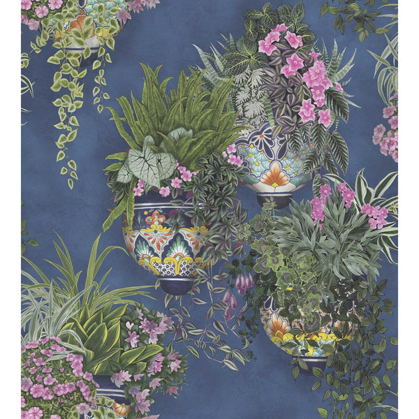 Talavera - Fuchsia/Forest Green/Cerulean Sky Blue By Cole & Son | Cole & Son Seville |Botanical & Floral Novelty Wallcovering Print
