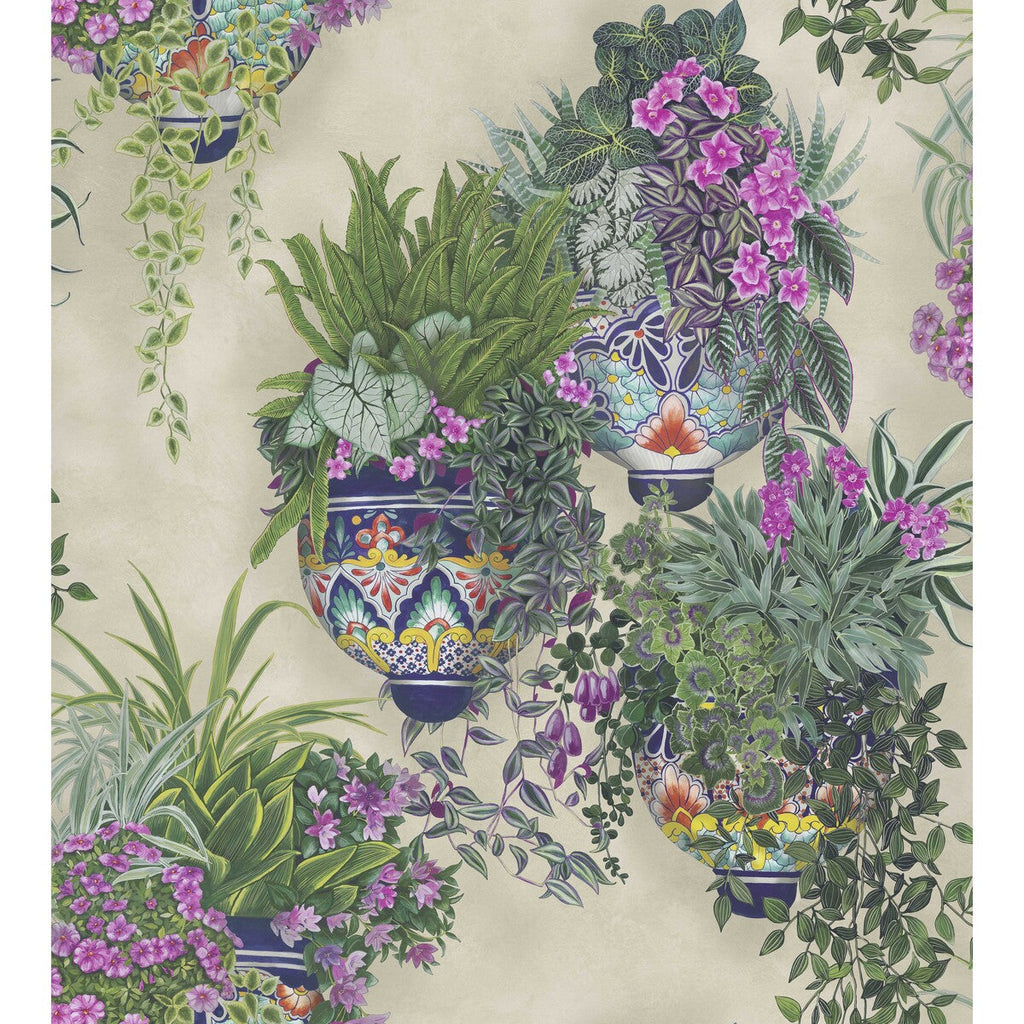Talavera - Magenta & Spring Greens On Stone Pink By Cole & Son | Cole & Son Seville |Botanical & Floral Novelty Wallcovering Print