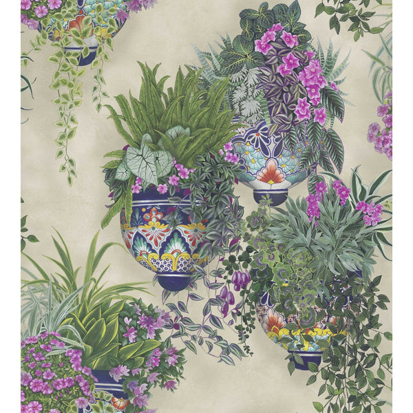 Talavera - Magenta & Spring Greens On Stone Pink By Cole & Son | Cole & Son Seville |Botanical & Floral Novelty Wallcovering Print