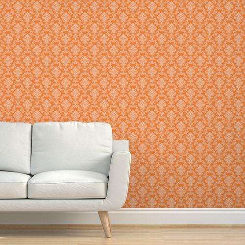 Lounge Lizard Damask Orange Self Adhesive Removeable