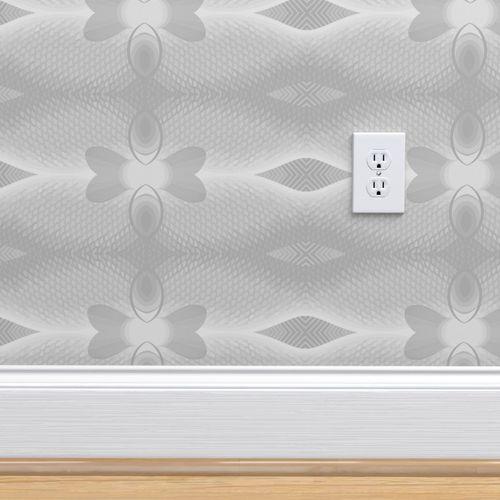 Kiki Koi Fish Paper Grey Traditional Wallpaper