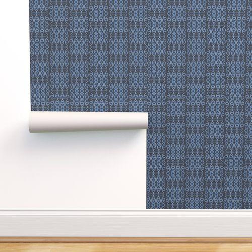 Wild Snakes Blue, Black Traditional | Architectural Wallcoverings