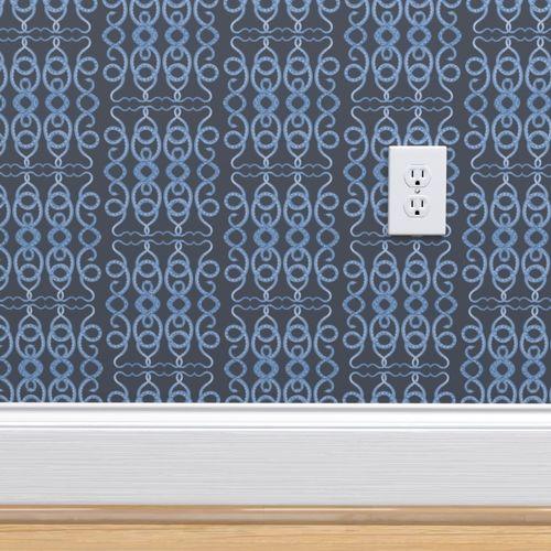 Wild Snakes Blue, Black DW Wallpaper