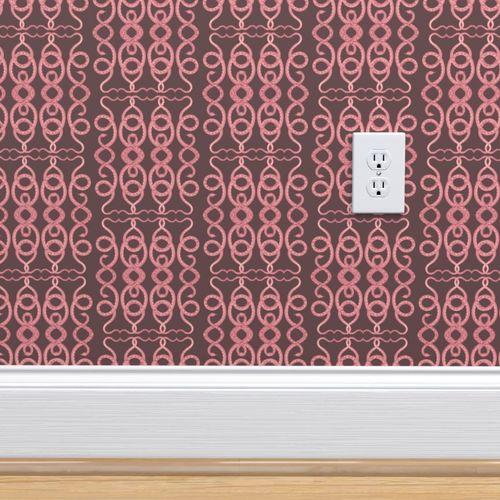 Wild Snakes Deep Red Traditional Wallpaper