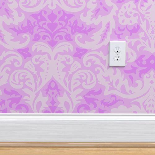 Itan Italian Damask Purple Traditional Wallpaper