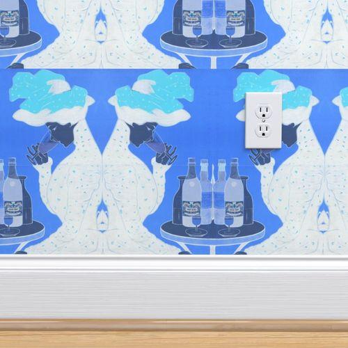 Arlene Absinthe Blue Traditional Wallpaper