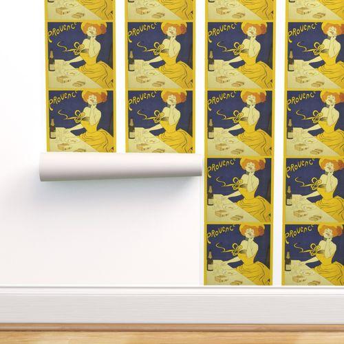 Fiona French Coffee Blue, Yellow DW Wallpaper