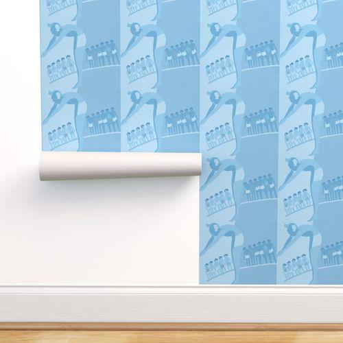 Zora Swimming Blue Contemporary | Architectural Wallcoverings