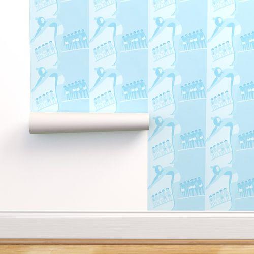 Let's Go Swimming Light Blue DW Wallpaper