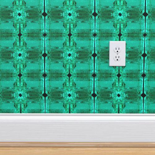 Beryle Mineral Crystal Green Traditional Wallpaper