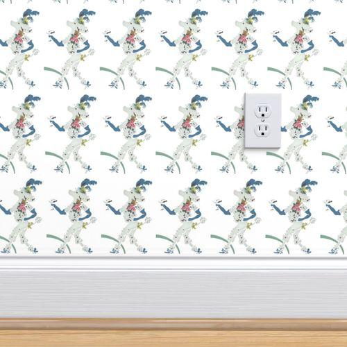 Paulo The Poodle White Traditional Wallpaper