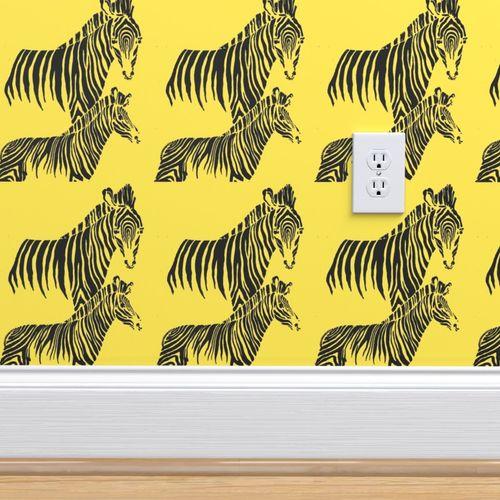 Zepellin Zebras Yellow Traditional Contemporary | Architectural Wallcoverings