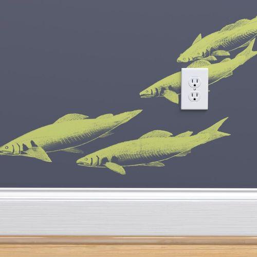 Chiba Shores Blue, Yellow Traditional Wallpaper