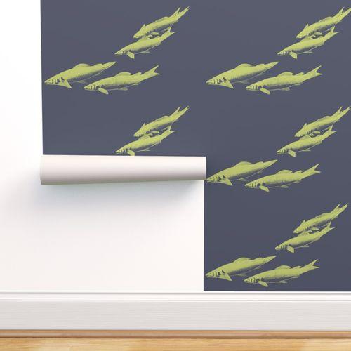 Chiba Shores Blue, Yellow DW Wallpaper